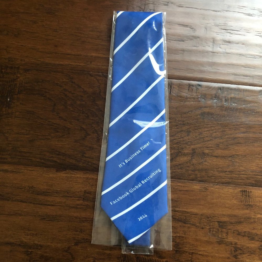 Facebook blue and white striped tie new